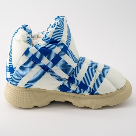 size 42eu 9us Burberry Pillow Boots Hunter Blue White Check Padded Drawstring - Picture 7 of 14